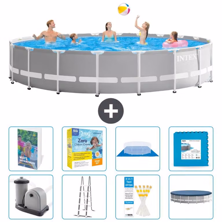 Struttura per piscina a forma di prisma - 610x132 cm - composta da 7 elementi - modello S566