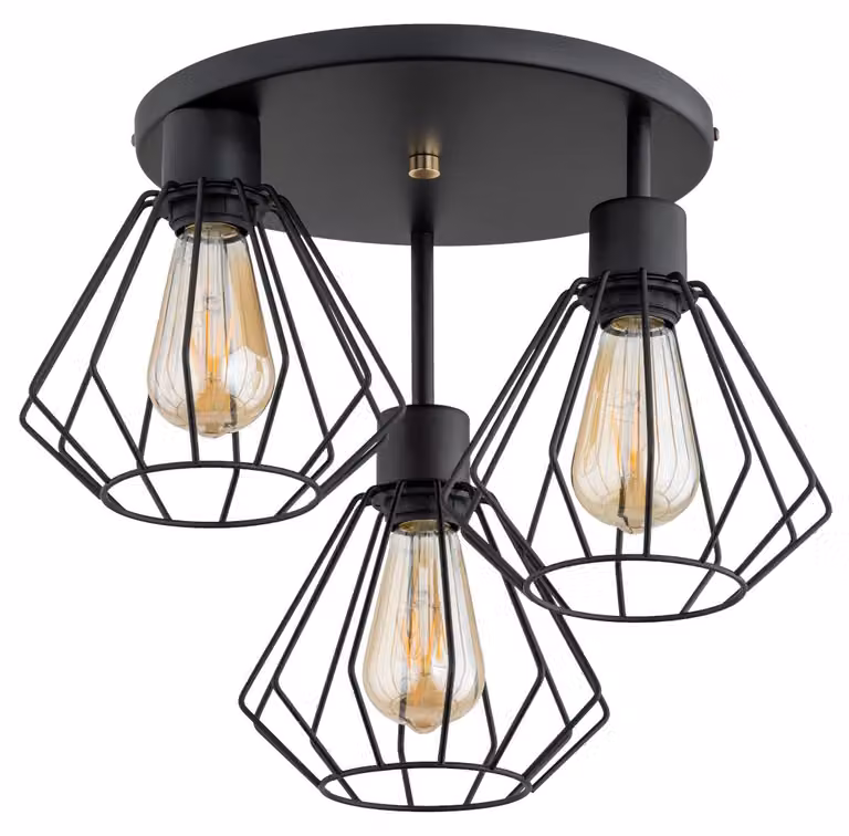 Lampada da soffitto TUET nera 3xE27x15W in metallo, dimensioni: 31x40x40 cm, IP20, Alfa