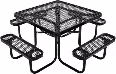 Set da picnic VEVOR in acciaio rivestito nero con foro per ombrellone per giardino e patio, L: 116 cm, P: 74,5 cm, H: 71,8 cm