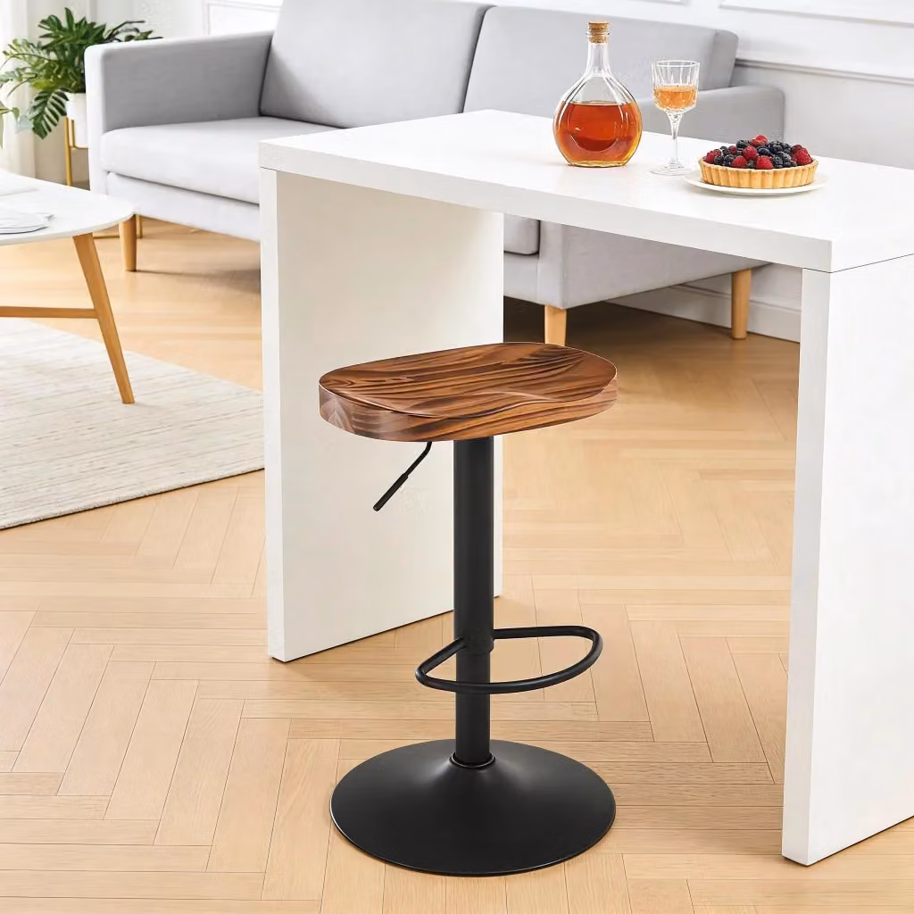 Sgabello da bar girevole Mivray in legno di pino e metallo marrone rustico, Altezza regolabile: 60–81 cm, L/P/H: 41,5 x 31,5 x 60–81 cm – 2