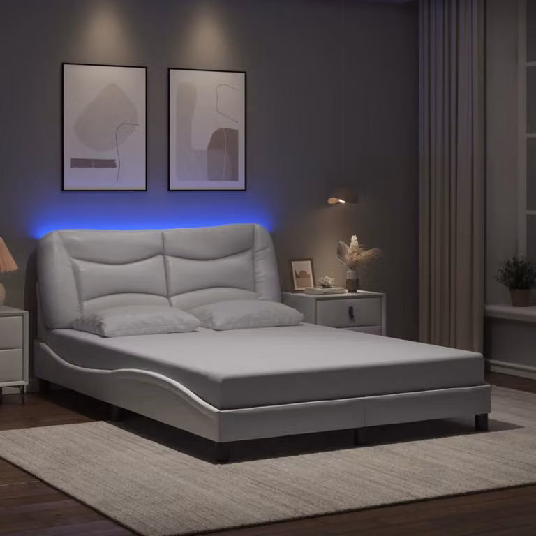 vidaXL Giroletto Hvar Bianco con LED e porta di ricarica USB, L/P: 140 x 190 cm