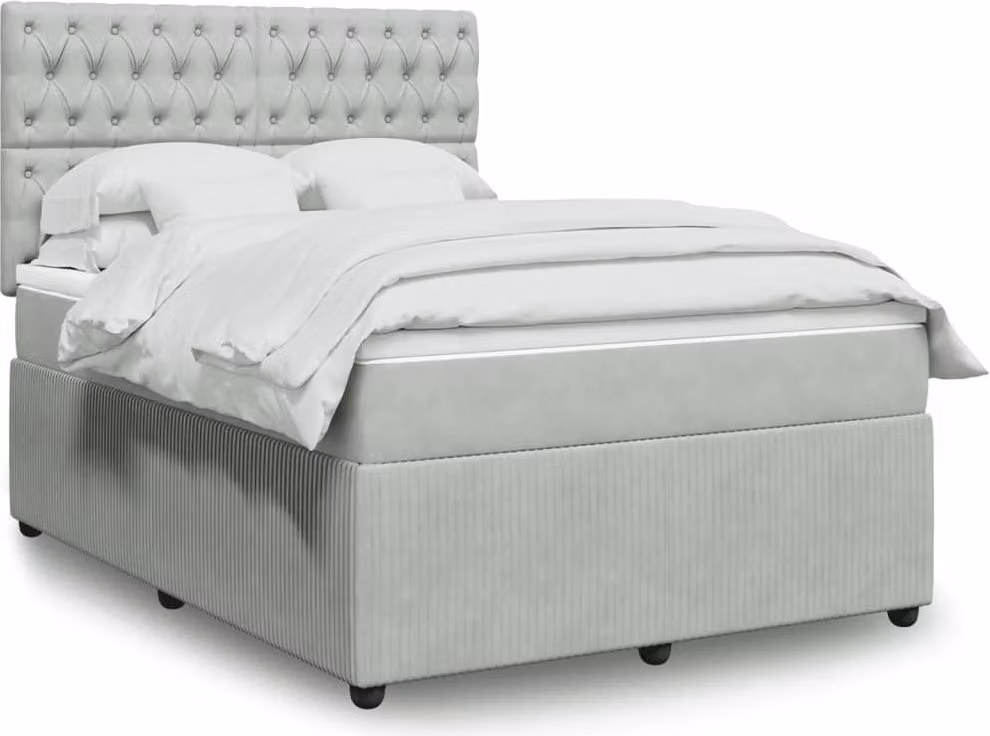 Maison Exclusive - Giroletto a Molle con Materasso Grigio Chiaro 160x200cm Velluto