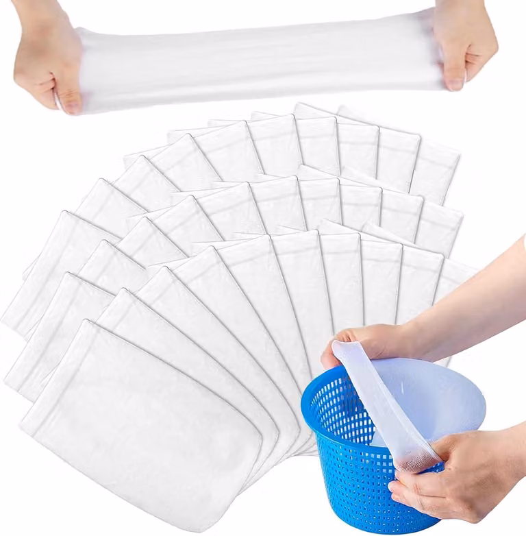 30 calzini per skimmer - filtri per skimmer di piscina - sacchetti per skimmer riutilizzabili - filtri per foglie e sporco - per piscine fuori terra e piscine interrate - colore bianco