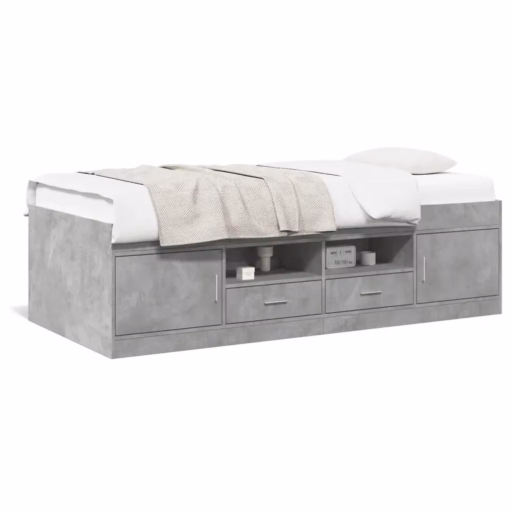 vidaXL Divano Letto Moderno con Cassetti in Tessuto Grigio, L/P/H: 190 x 90 x 52 cm – 2