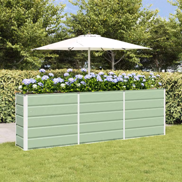 Fioriera vidaXL Verde in Acciaio e Plastica L: 240 cm, P: 40 cm, H: 75 cm