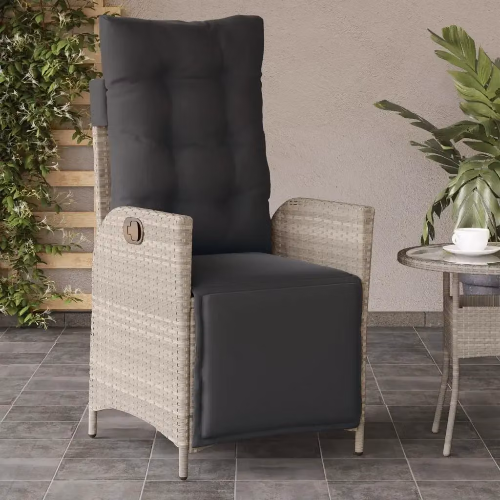 Sedia Reclinabile da Giardino con Poggiapiedi in Polyrattan e Metallo Grigio Antracite – 2