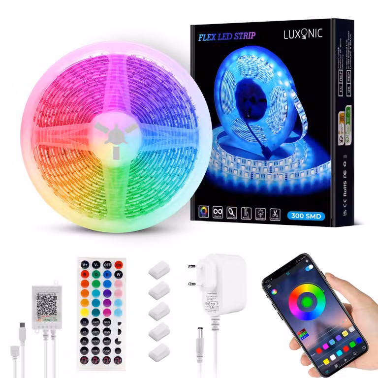 Strisce LED da 20 metri, dimmerabili, con timer, RGB, ideali per il gaming e le feste
