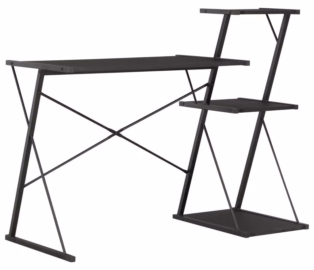 Scrivania moderna con piano in nero, dimensioni 116x50x93 cm