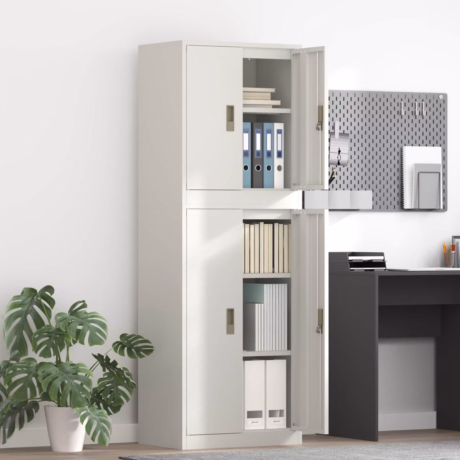vidaXL Armadio 2 pz Bianco 60 x 40 x 175 cm Acciaio Bloccabile