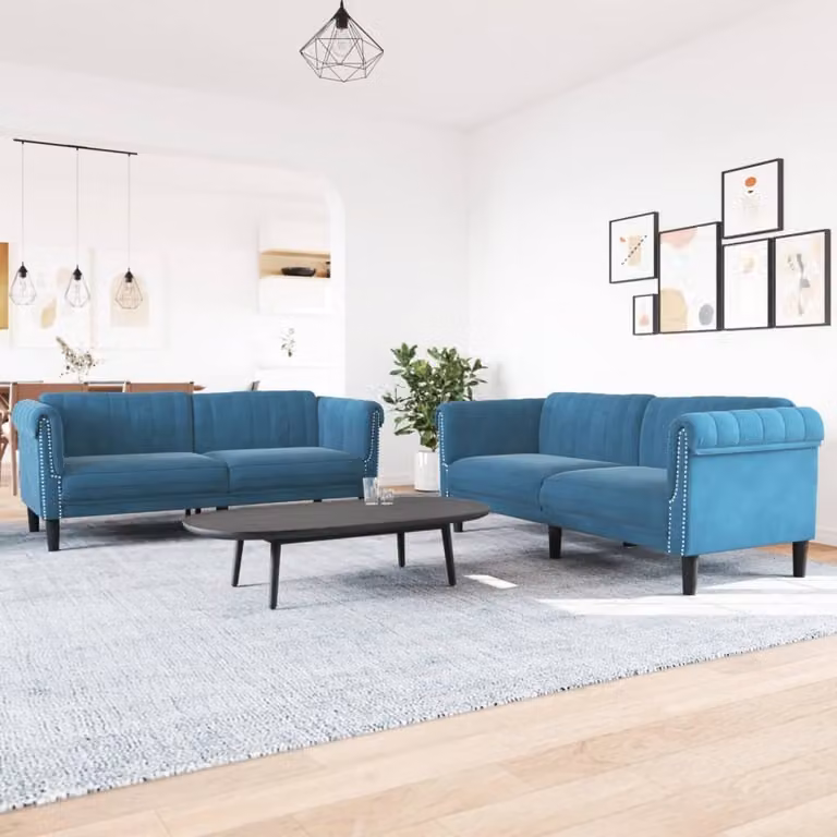 Maison Exclusive - Set divano a 2 posti in velluto blu