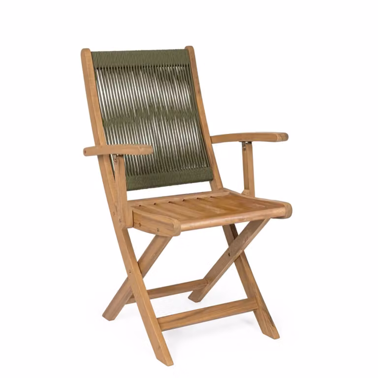 Set di 4 sedie pieghevoli MONSARAZ in legno di acacia e corda verde