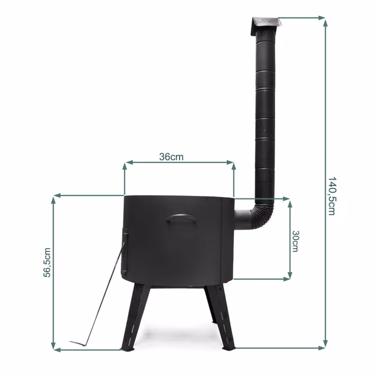 Ø36 Uchag 2 mm acciaio Utschak con camino Tubo di scarico Utschag Fornello da campeggio Caldaia Focolare Cucina da campo Cucina da esterno Fornello per stufato Gulaschkanone