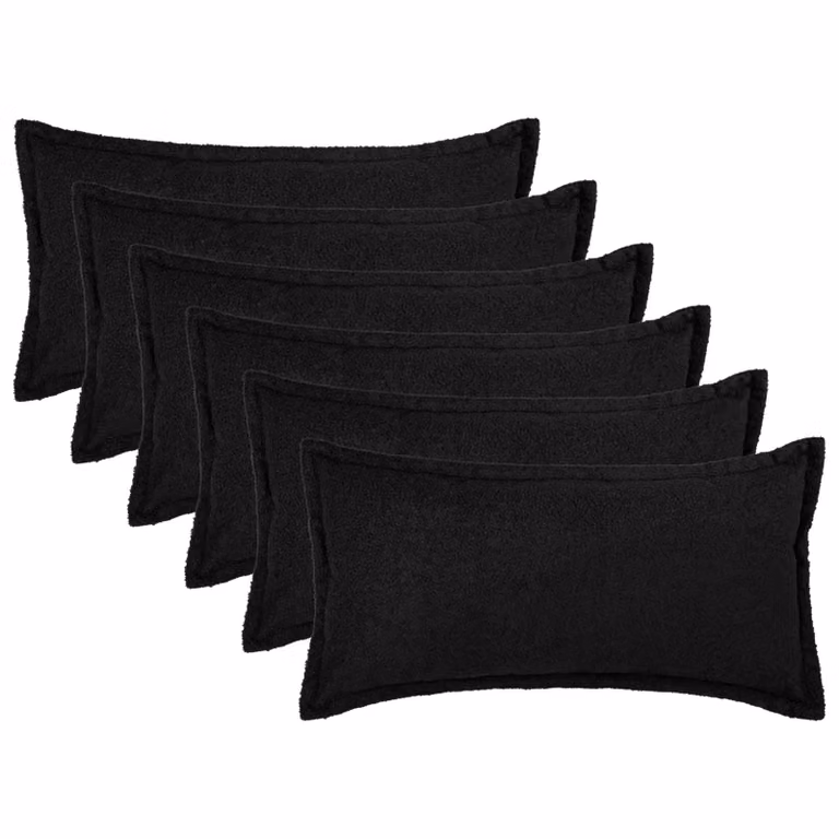 Set di 6 federe vidaXL HOUTEN in tessuto bouclé nero, L 70 cm x P 40 cm