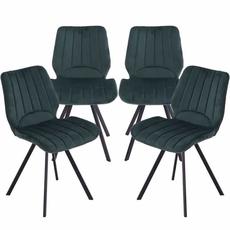Sedie da pranzo Sedia da cucina Sedia imbottita Sedia di design con schienale, con seduta in velluto, struttura in metallo , Colore:Verde scuro;Quantità:4 pezzi.