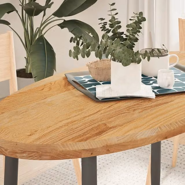 Piano per tavolo ovale in rovere massello marrone chiaro vidaXL L: 120 cm, P: 60 cm, H: 4 cm
