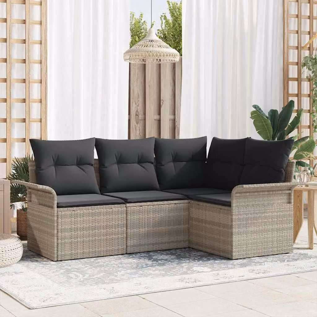 Maison Exclusive - Set Divano da Giardino 4 pcs Grigio chiaro polyrattan