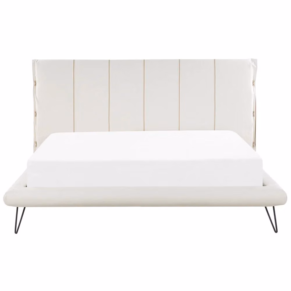 Letto King Size BELIANI in finta pelle bianca e beige con testiera imbottita e gambe in metallo L/P: 180 x 200 cm – 2