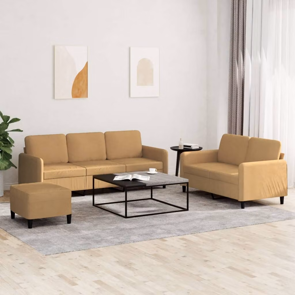 Maison Exclusive - Set divano 3 pezzi in velluto marrone