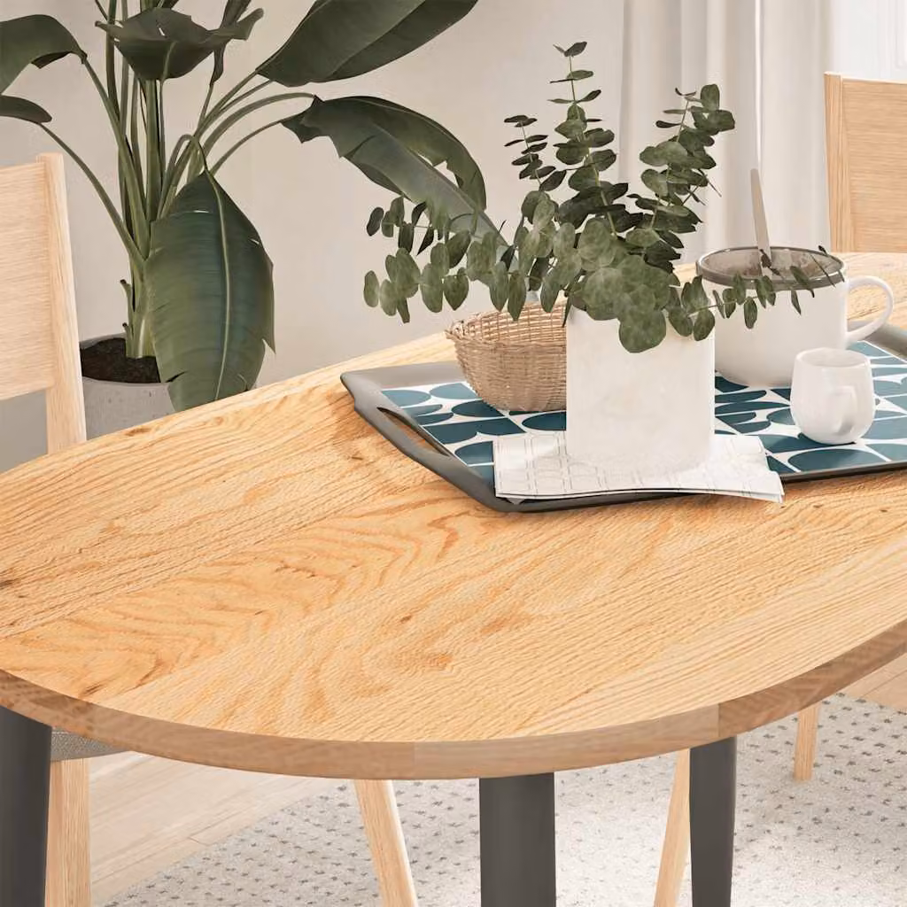 Piano per tavolo ovale in rovere massello vidaXL, colore marrone, L: 120 cm, P: 60 cm, H: 2 cm