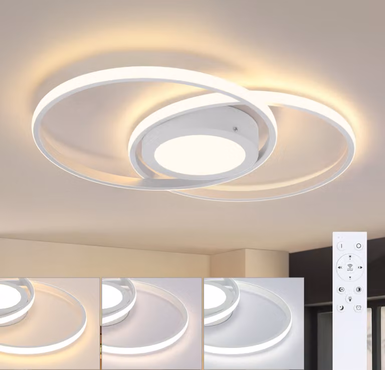 ZMH LED plafoniera bianca dimmerabile con telecomando 48 W rotonda 47,4CM per soggiorno camera bambini cucina corridoio protezione occhi senza sfarfallio