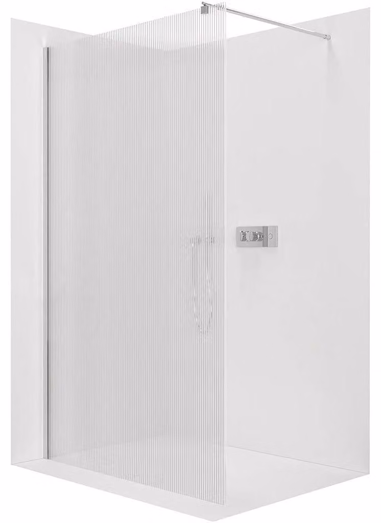 CERANO - Box doccia Walk-in Onyx Round L/P - 8 mm - montante rotondo - cromo, vetro satinato - 60x200 cm