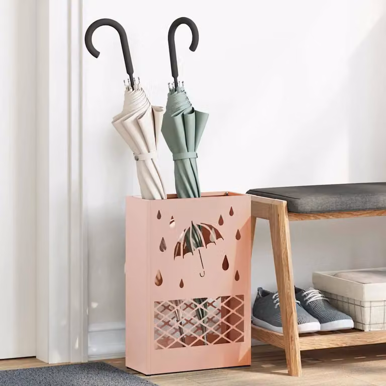 Stand per ombrelli da pioggia vidaXL in metallo rosa L: 28 cm, P: 12 cm, H: 41 cm