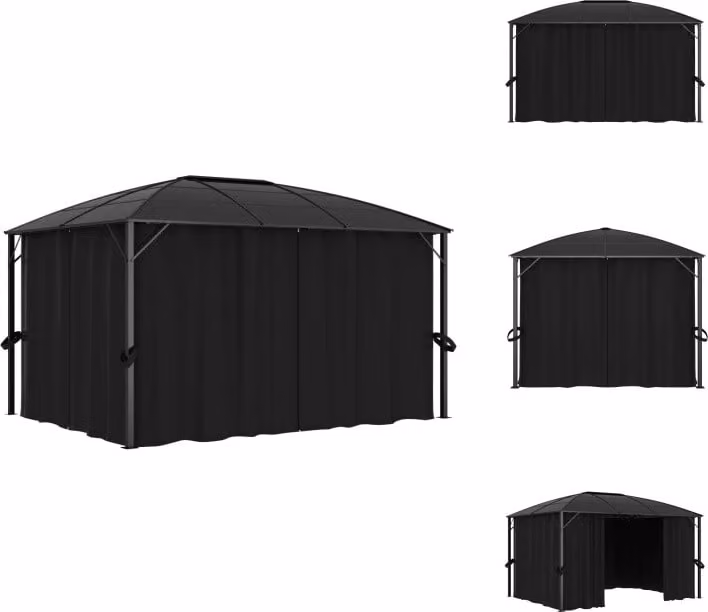 vidaXL Padiglione con tende 400 x 300 x 265 cm antracite - Padiglioni e tende per feste