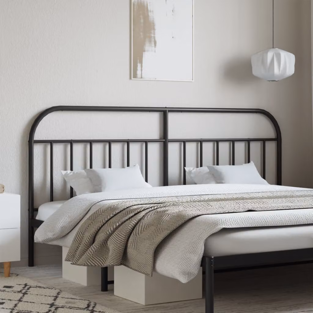 Testiera di ricambio vidaXL in metallo nero laccato per camera da letto, L: 200 cm