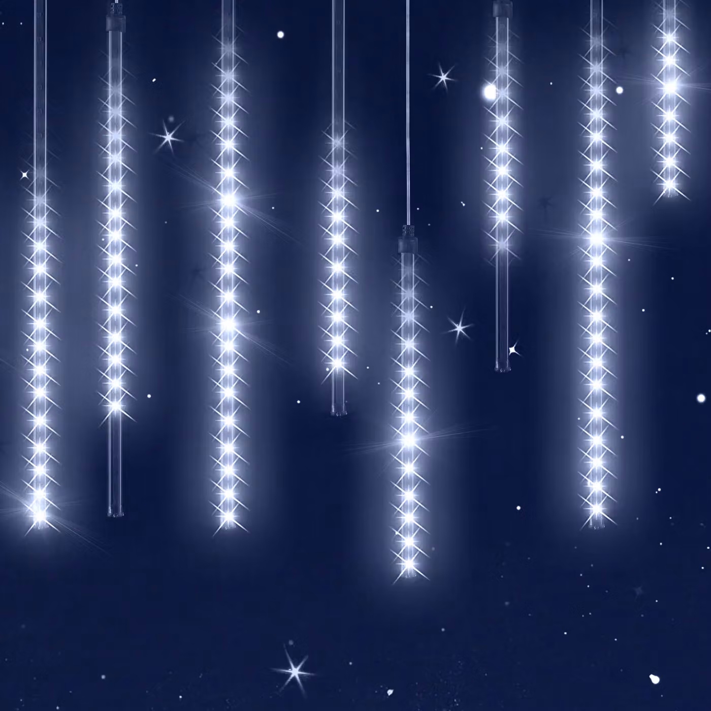Luci di Natale LED a Pioggia di Diamanti Monzana® Bianco Caldo con Effetto Icicle e Protezione IP44 – 2