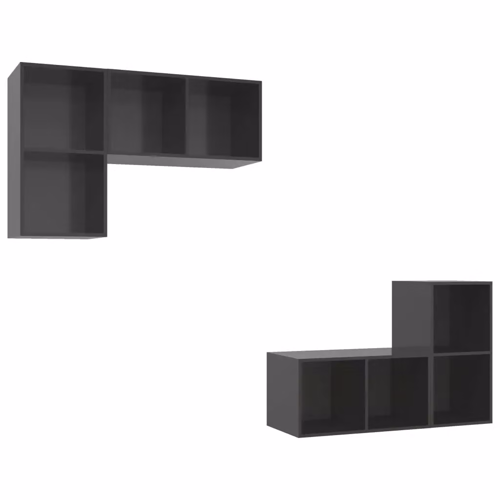 Mobile TV da parete vidaXL in legno MDF grigio lucido moderno per soggiorno – 2