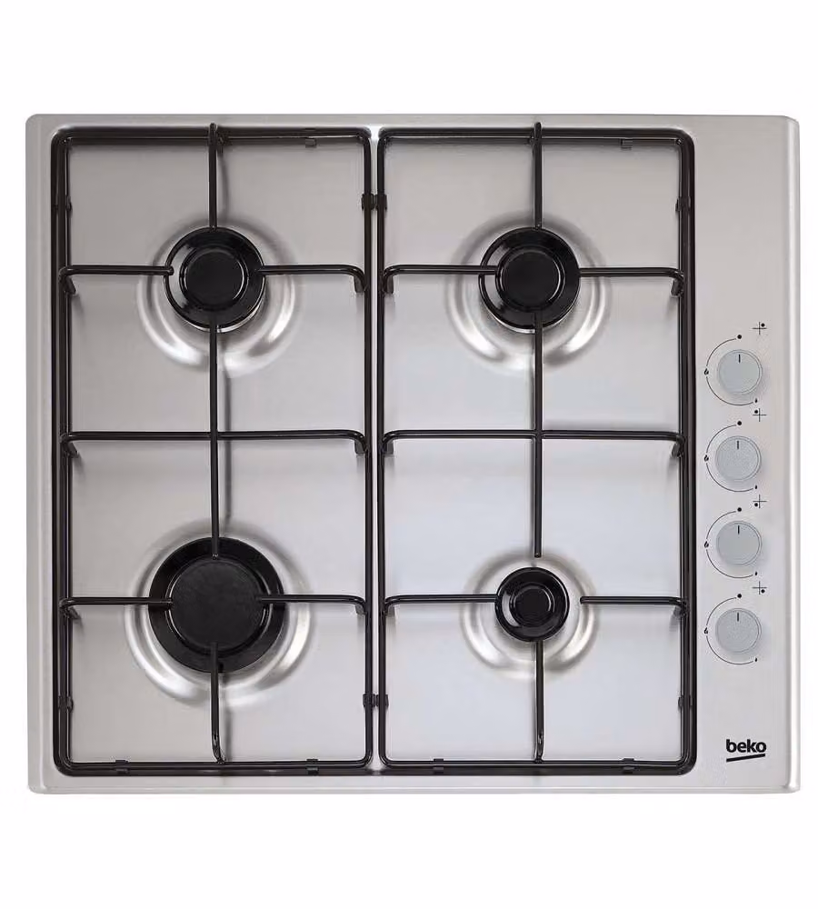 Piano cottura a gas Beko HIGG641C3SX da incasso con 4 zone di cottura in acciaio inossidabile, colore argento, L: 61 cm, P: 51 cm – 2