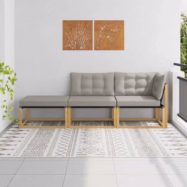 Set di divani da esterno-Sofa da giardino con cuscino Bianco e Grigio Chiaro