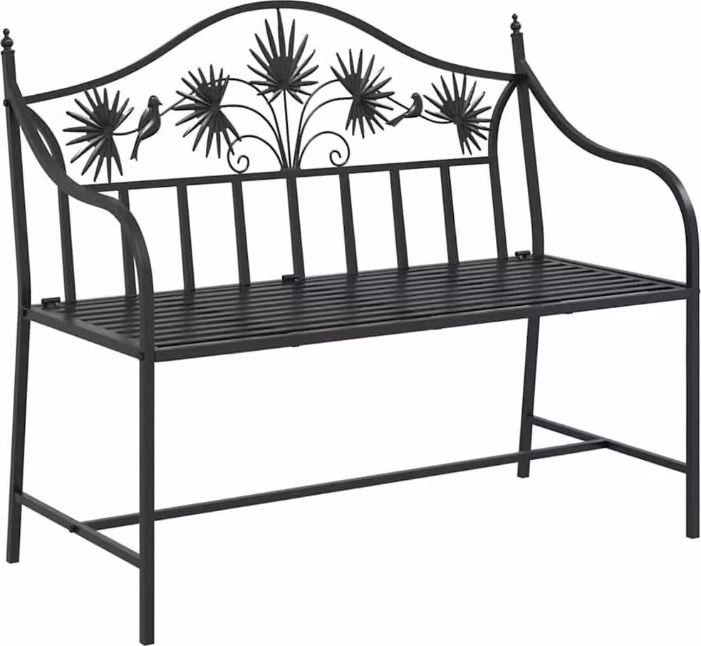 Panchina da giardino Nero 104 x 52,5 x 89 cm Acciaio
