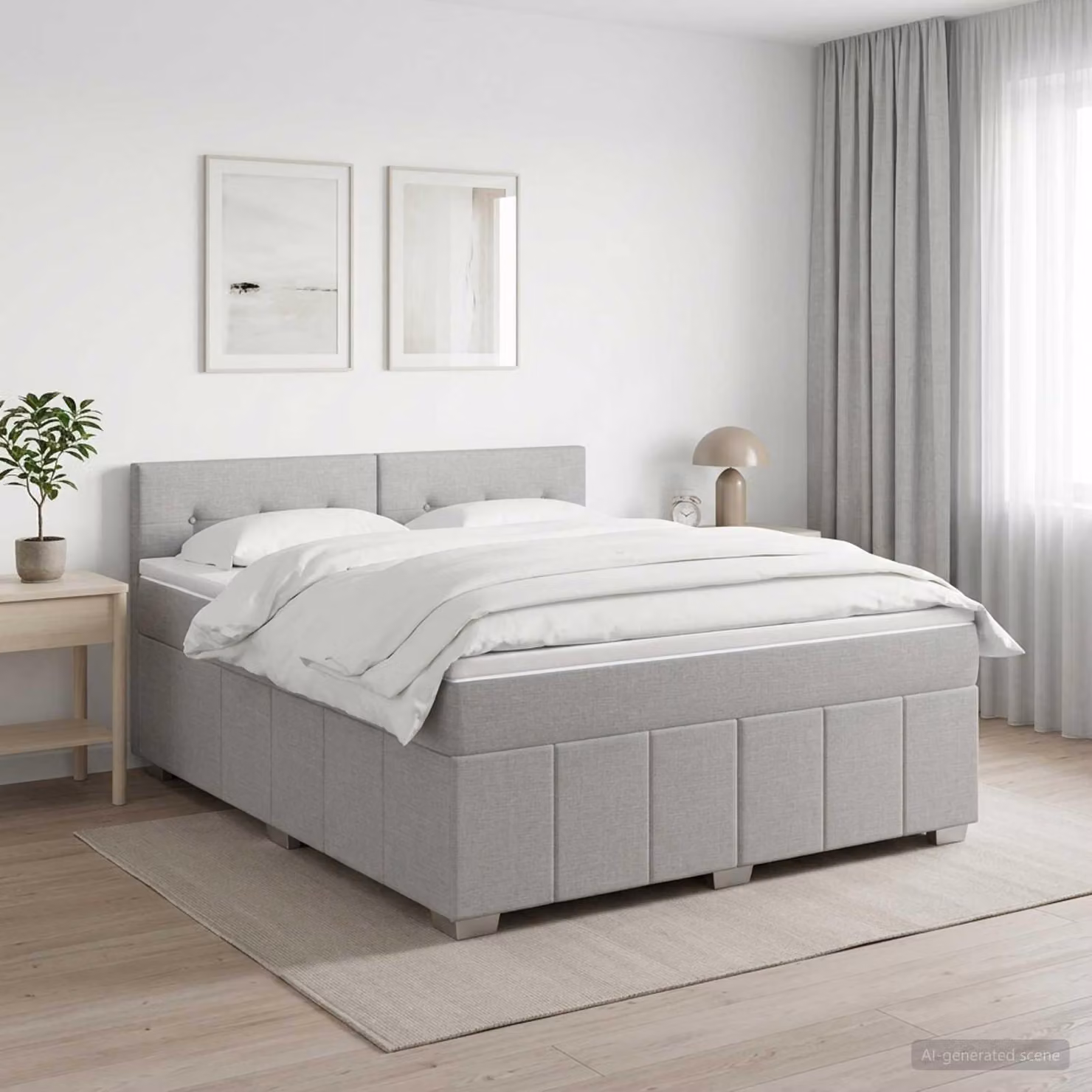 Maison Exclusive - Letto boxspring con materasso Grigio chiaro 160 x 200 cm Tessuto