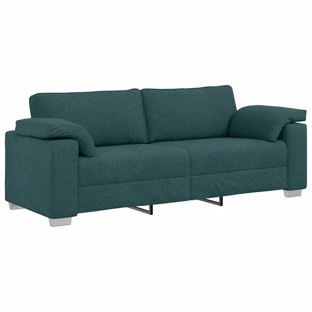 Divano a 3 posti moderno vidaXL in tessuto verde con cuscini, L: 219 cm, P: 82 cm, H: 77 cm – 2