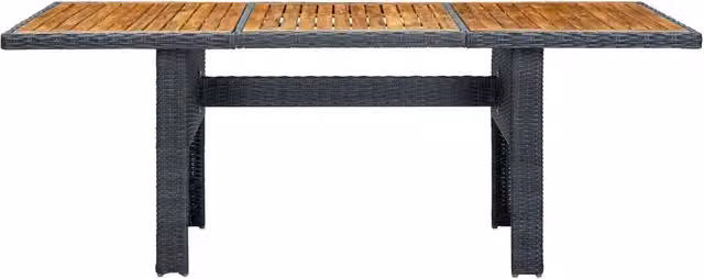Tavolo da Giardino | Tavolino da esterno Grigio Scuro in Polyrattan e Massello Acacia