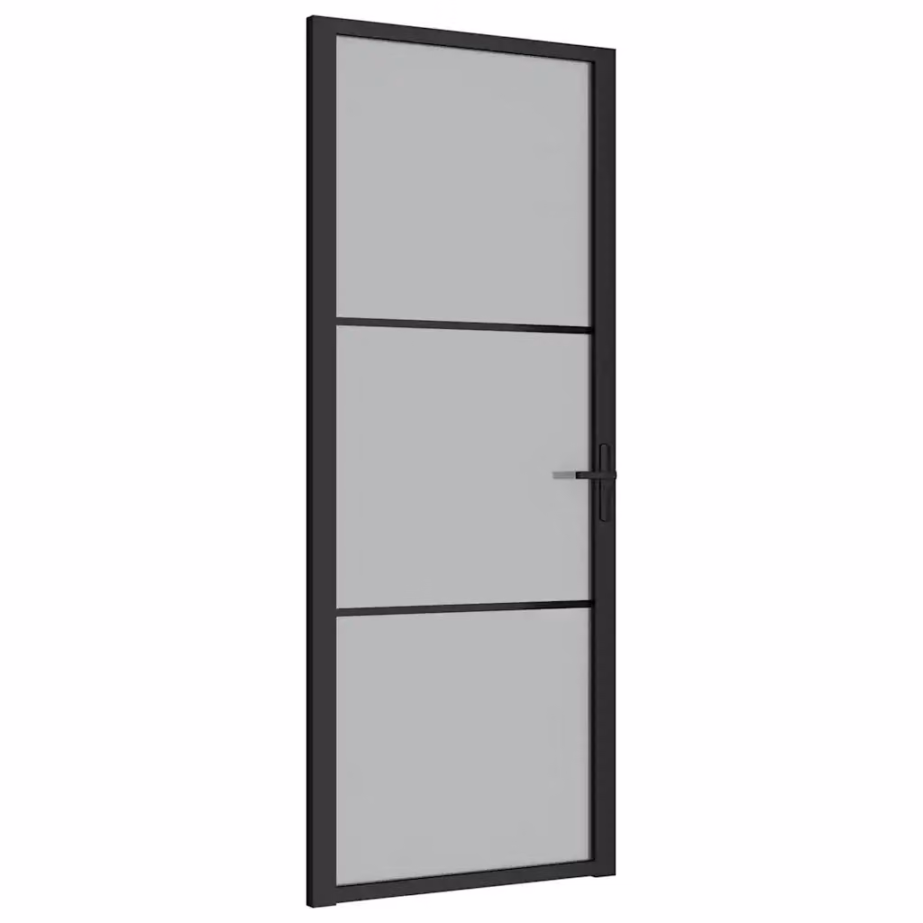 Porta Interna Scorrevole vidaXL in Alluminio e Vetro Trasparente Nero Opaco L: 83 cm, H: 201,5 cm – 2