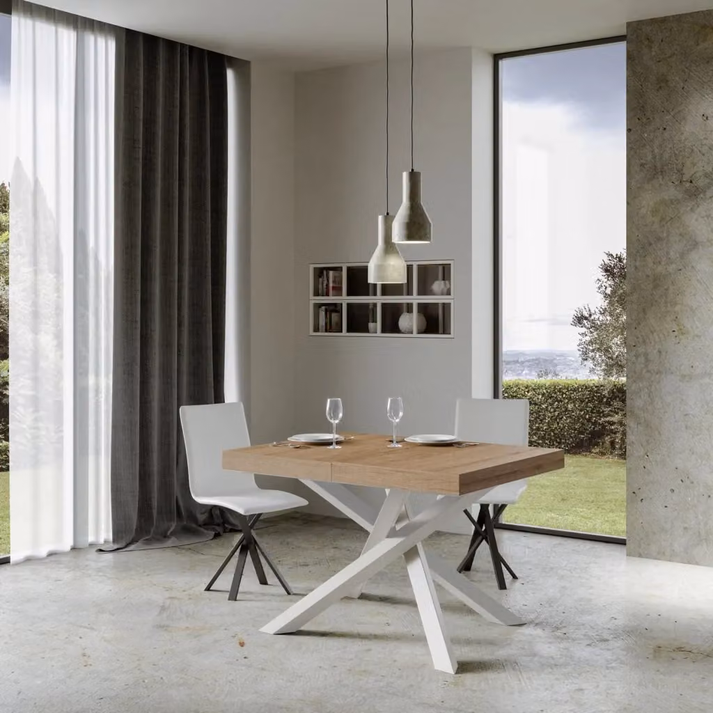 Tavolo Allungabile Moderno GIORDANOSHOP in Rovere e Bianco L/P/H: 120-224 x 90 x 77 cm – 2