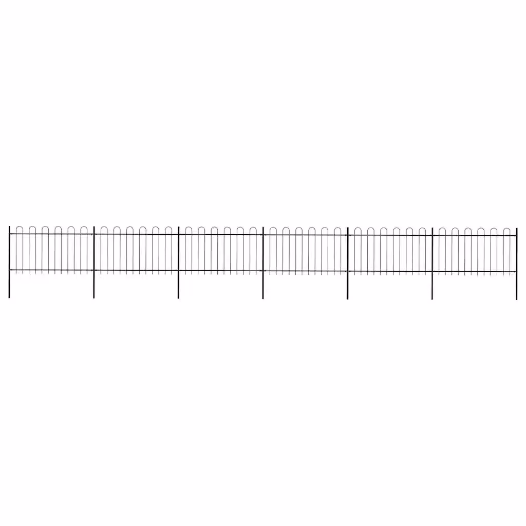 Recinzione da giardino vidaXL in acciaio con parte superiore ad anello, colore nero, L: 1005 cm, H: 100 cm