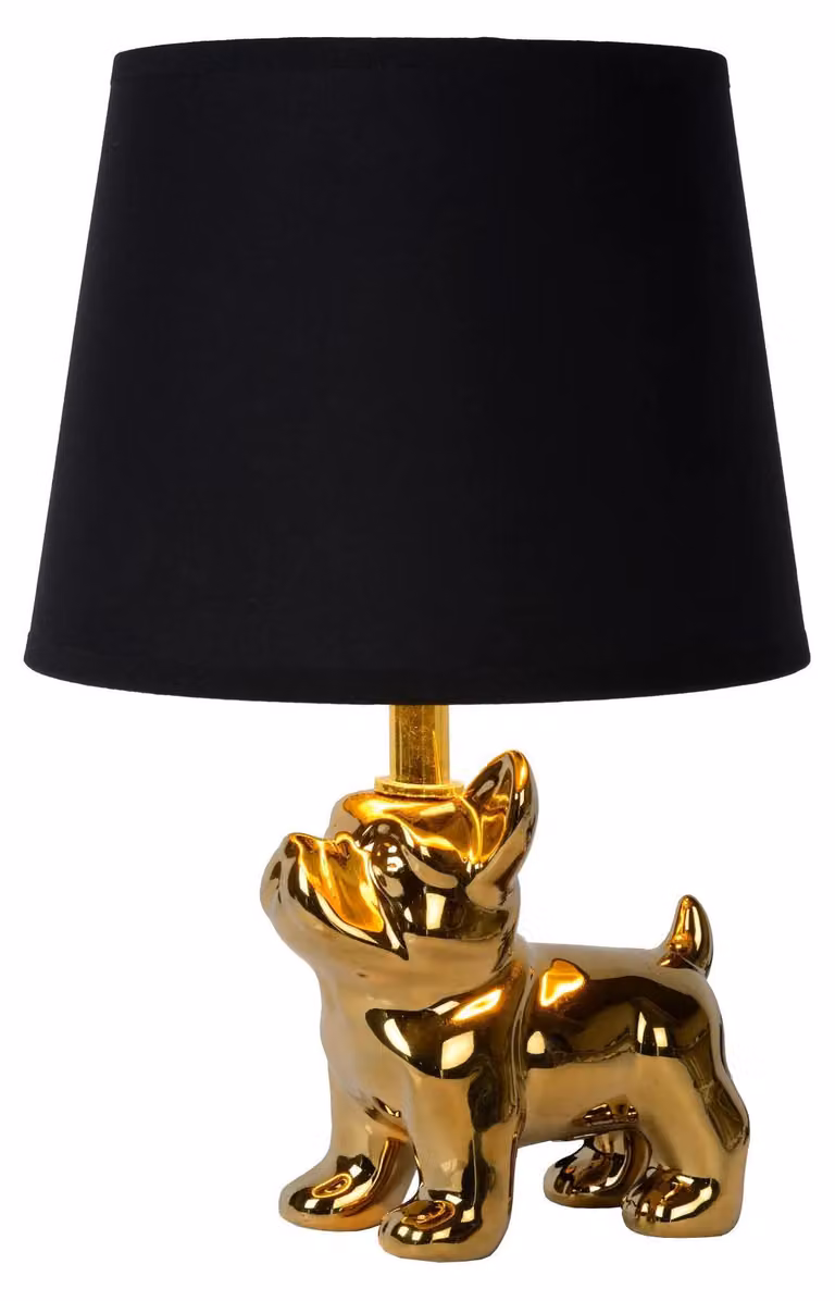 Lampada da tavolo EXTRAVAGANZA SIR WINSTON oro-nero 1xE14x40W in tessuto, dimensioni: 31,5x21x21 cm, IP20, Lucide