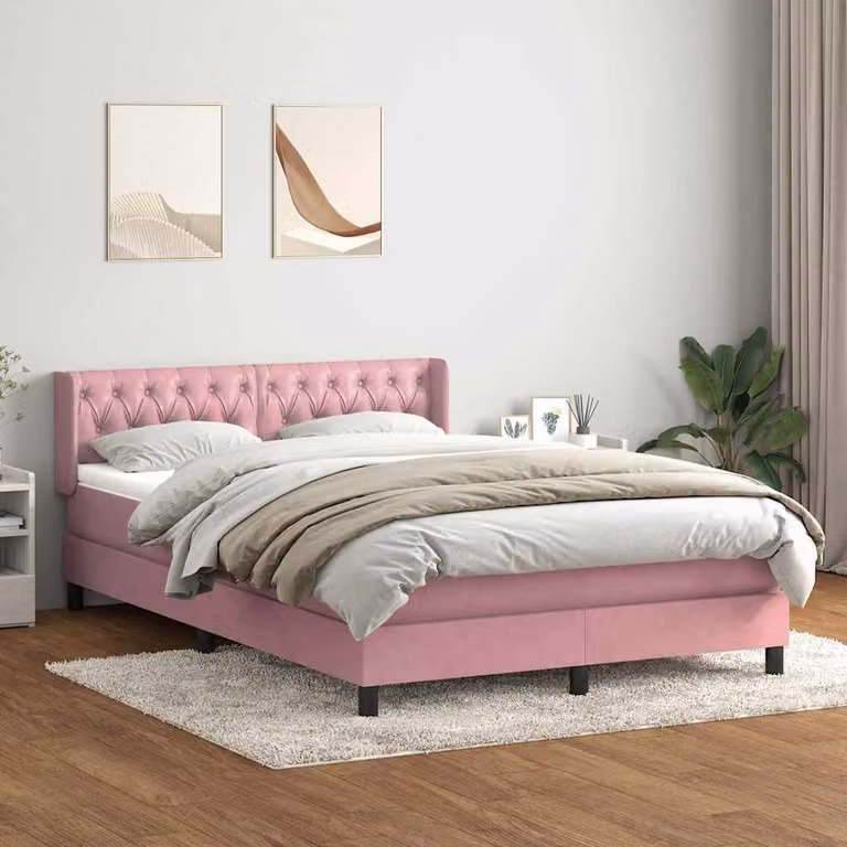 Maison Exclusive - Giroletto a Molle con Materasso Rosa 140x220 cm in Velluto