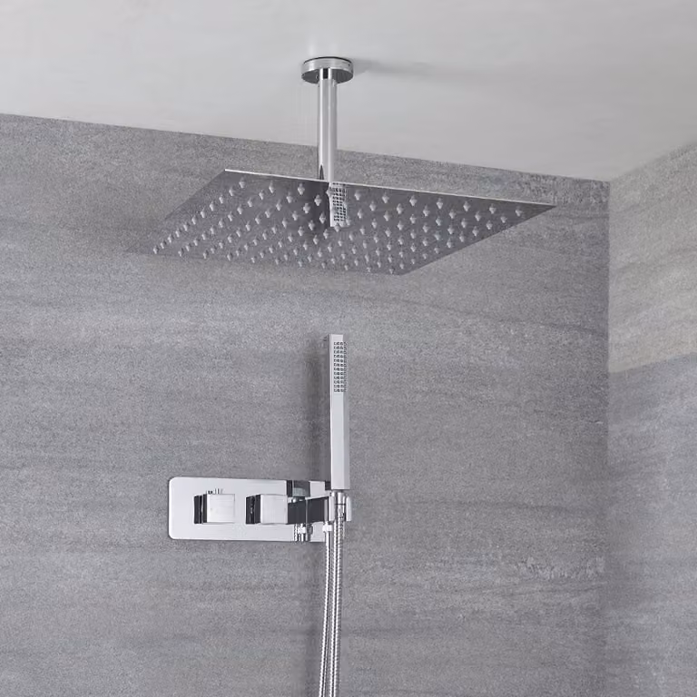 Doccia Termostatica Con Miscelatore, Soffione 400mm E Doccetta - Kubix