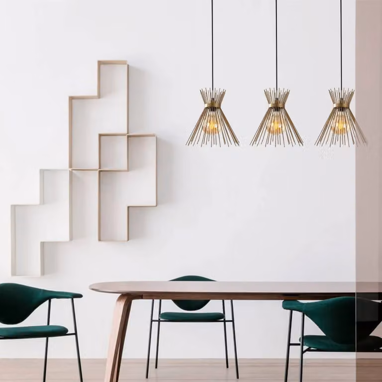 Lampada a sospensione Kirpi 3089 Opviq, dimmerabile, Ottone / Oro, Soggiorno / Sala da pranzo, Metallo, Moderno, Lampada a sospensione