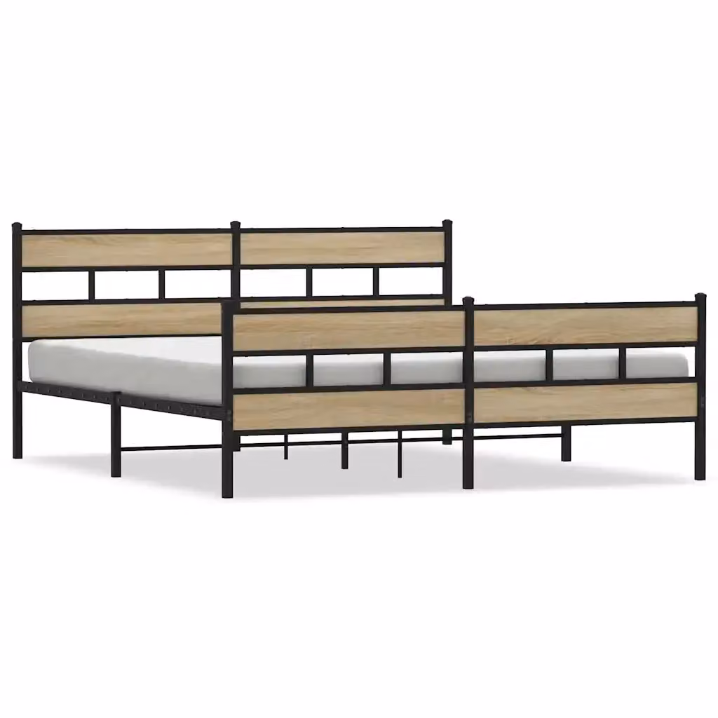 Letto con struttura in metallo e doghe fisse vidaXL colore Rovere Sonoma 200x200 cm – 2