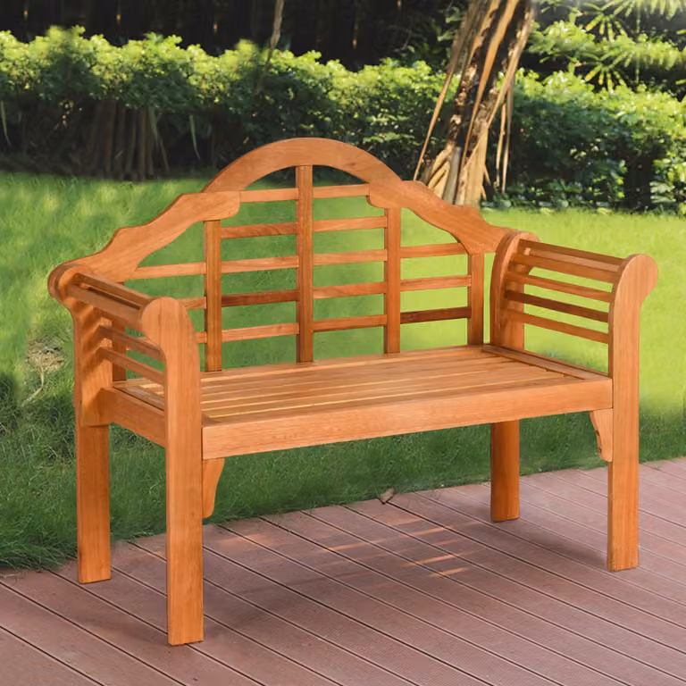 Panca pieghevole da giardino Costway in legno massiccio marrone, Larghezza: 123 cm