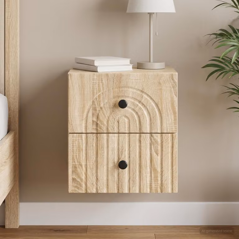 Mobiletto da notte a muro vidaXL Rovere Sonoma marrone L: 33 cm, P: 34,5 cm, H: 40 cm