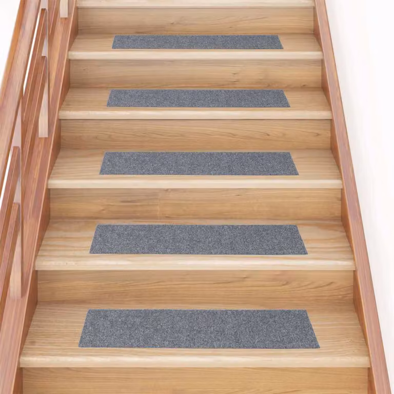 Set di 15 tappetini autoadesivi per scale vidaXL, rettangolari in polipropilene, grigio chiaro, 76 x 20 cm
