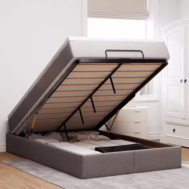 Letto con contenitore a sollevamento vidaXL in tessuto con materasso, L: 120 cm, P: 200 cm – 1