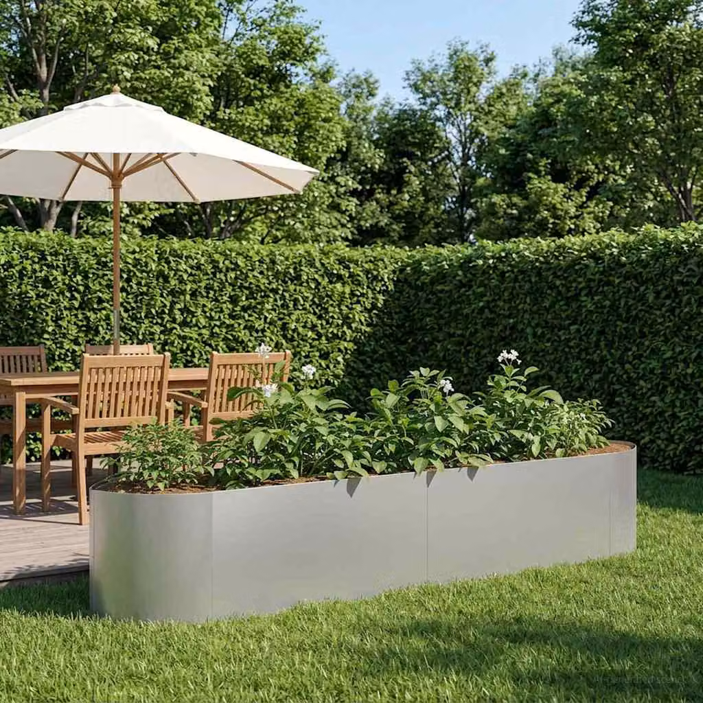 Letto rialzato da giardino vidaXL in acciaio zincato argento L: 220 cm, P: 40 cm, H: 40 cm
