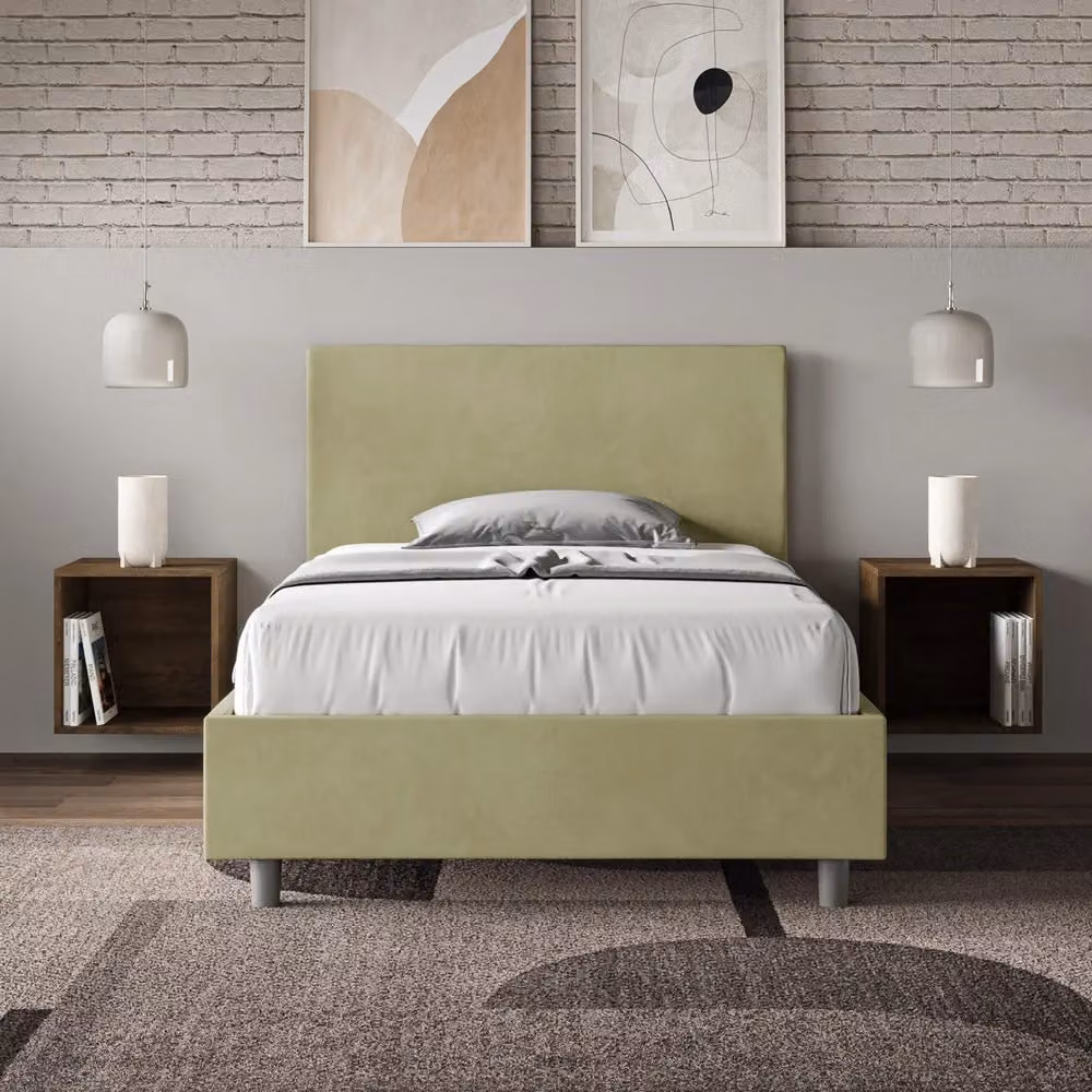 Letto Adele Tè Verde con Contenitore e Rete Giordanoshop L: 120 cm, P: 210 cm, H: 106 cm, 135 cm, 222 cm – 2